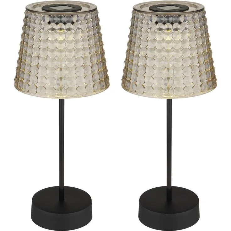 Tischlampe Kabellos 2er Set Solar Akku Tischleuchte Außen Solarleuchte 36634-2S
