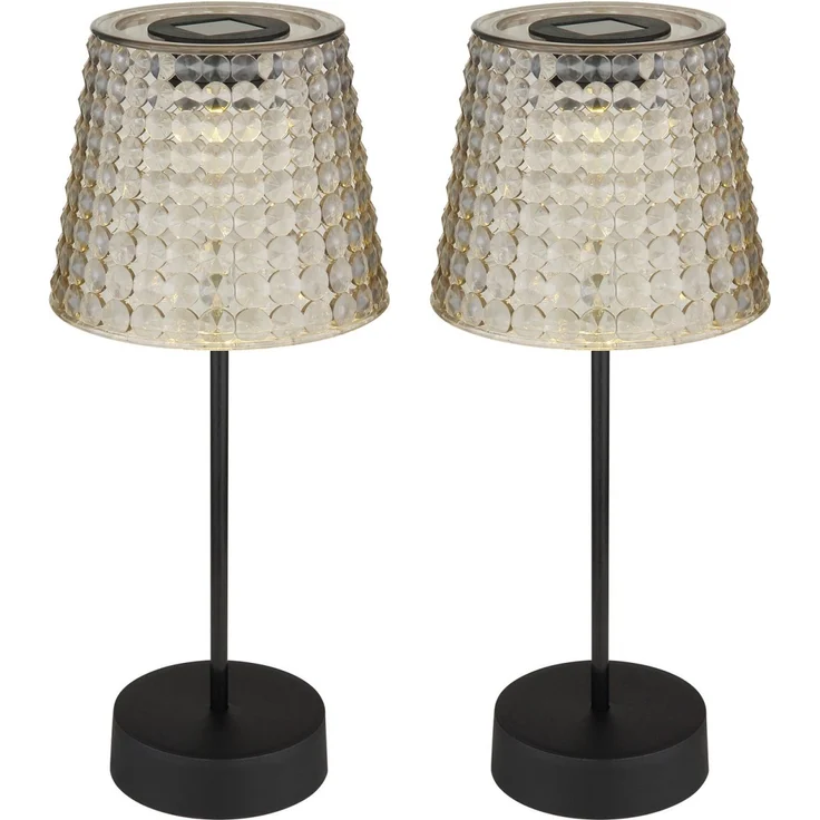 Tischlampe Kabellos 2er Set Solar Akku Tischleuchte Außen Solarleuchte 36634-2S – Bild 1