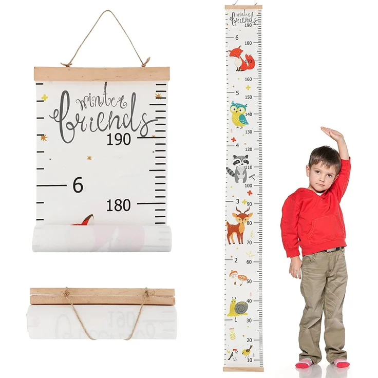 IWILCS Wachstum Messlatte, Höhe Wachstum Diagramm, Baby Messlatte Höhe Diagramm, mit Cartoon Fox Pattern für Schlafzimmer Kinderzimmer-Wanddekorationen(200cm *20cm) – Bild 1