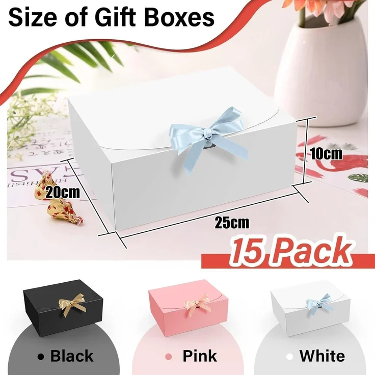 15 Stück LATERN Geschenkboxen Weiß 25x20x10cm Kraftpapier mit Blauband – Bild 2