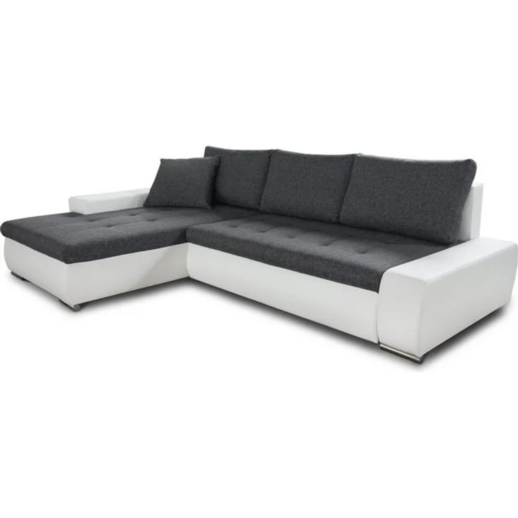 Ecksofa mit Schlaffunktion Faris - Couch mit Bettkasten, Big Sofa, Sofagarnitur, Couchgarniitur, Polsterecke (Weiß + Dunkelgrau (Madryt 120 + Inari 94), Ecksofa Links) – Bild 4