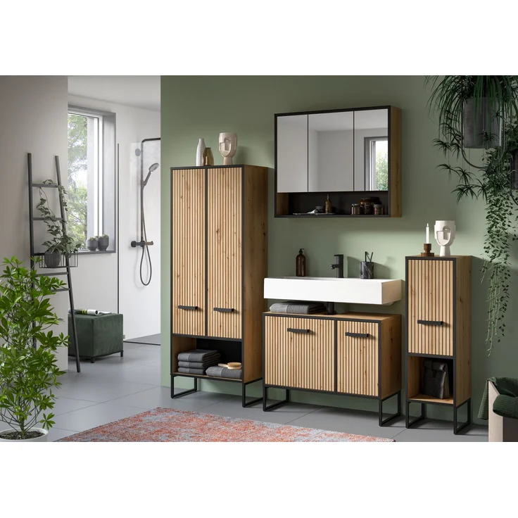 Bagno Waschbeckenunterschrank in Artisan Oak Nachbildung – Bild 5