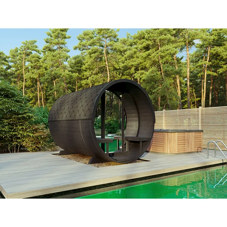 Fjordholz Fass-Sauna Modell Black Series 280 Natur – Bild 1