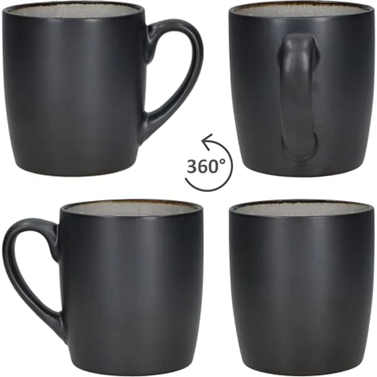 MamboCat Becher 6x Reactive Glaze Dark Cement Kaffeebecher 250ml Grau Teetassen Kupfer, Steingut – Bild 5