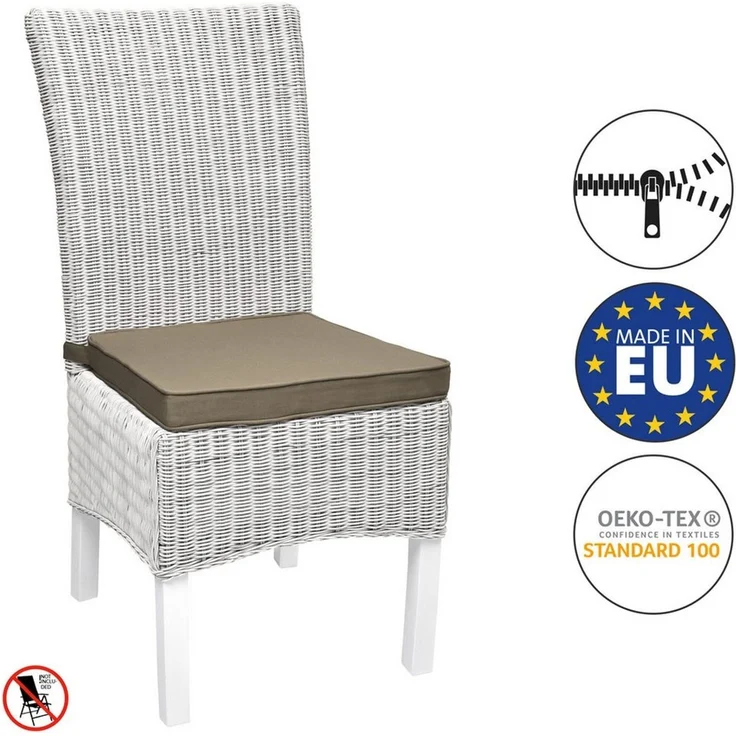 Beautissu Stuhlkissen 6er Set Loft SK Stuhlkissen Taupe, 45x40x5cm, Stuhlpolster mit Bändern Sitzkissen für Stühle, rutschfest – Bild 2
