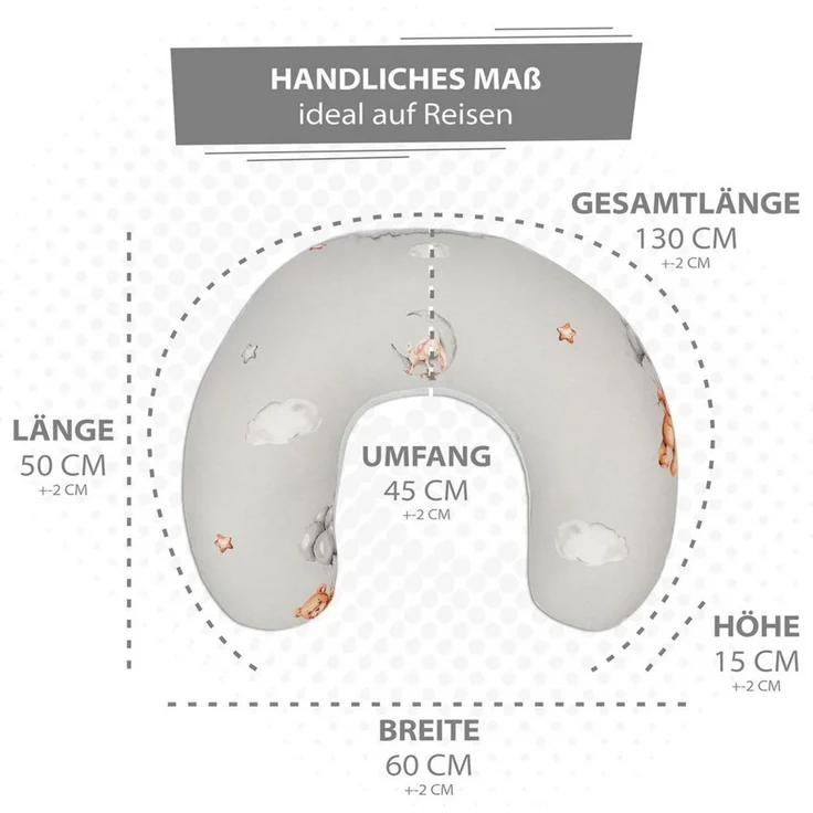 Totsy Baby Stillkissen klein Mond Minky 130 cm - Nursing und Breastfeeding Pillow Stillmond Stützkissen Stillhörnchen kleines Still Kissen und Lagerungskissen beim Stillen Oeko-Tex Teddybären – Bild 2