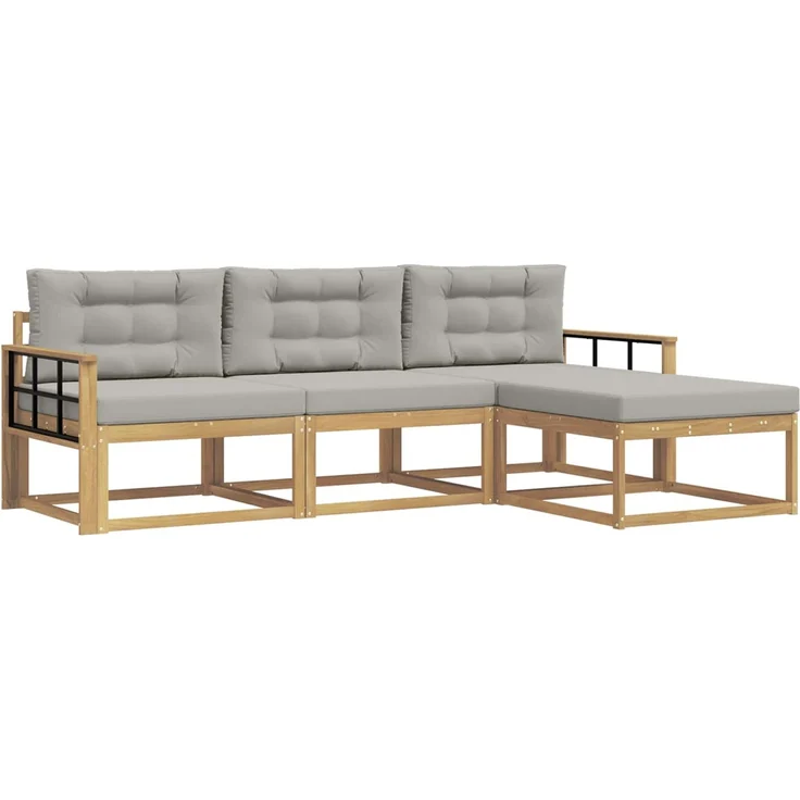 vidaXL Outdoor-Sofagarnitur 4 stk. Weiß und Hellgrau Polyester 3386280 – Bild 2