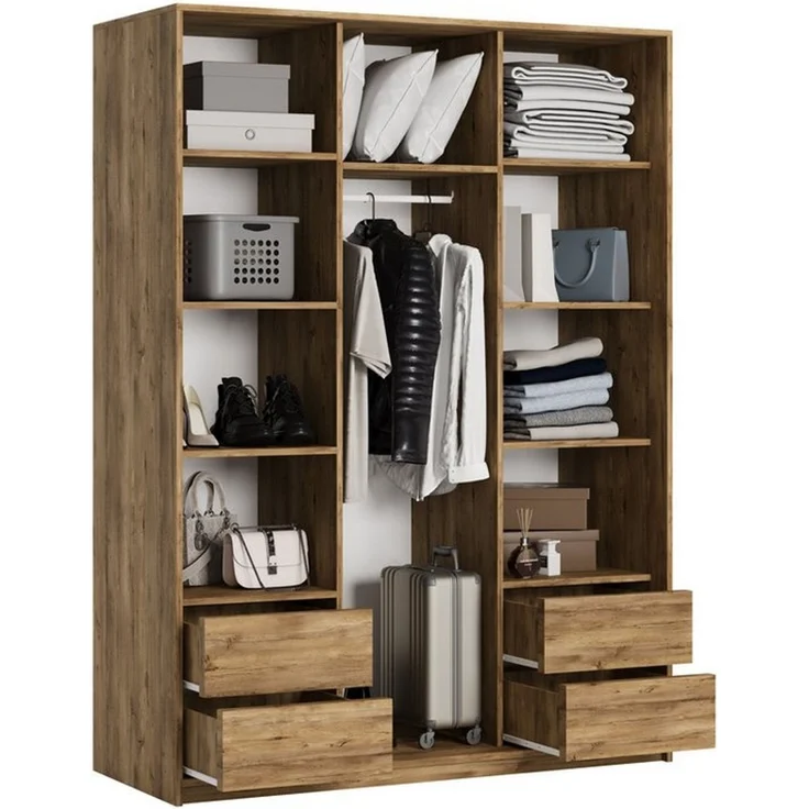 Masseno Schwebetürenschrank ORRA Kleiderschrank mit Spiegel und Schubladen Schlafzimmerschrank – Bild 2