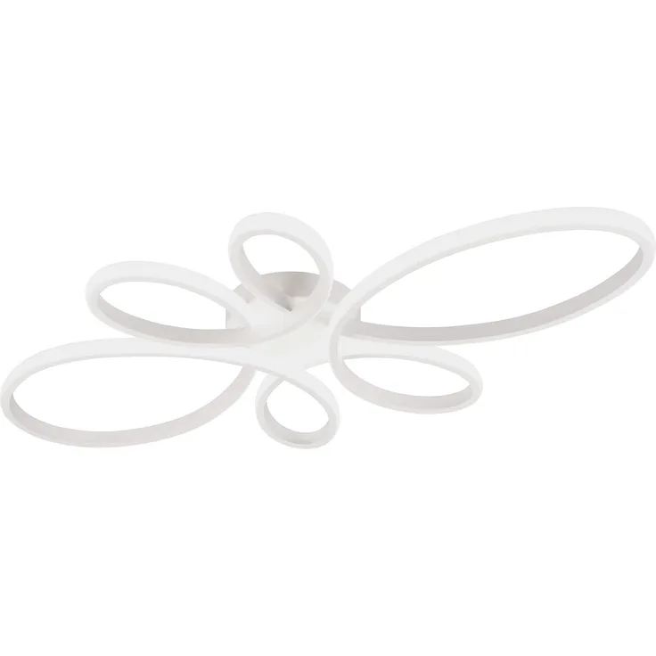 Große LED Deckenleuchte FLY geschwungen Weiß, Breite 83cm