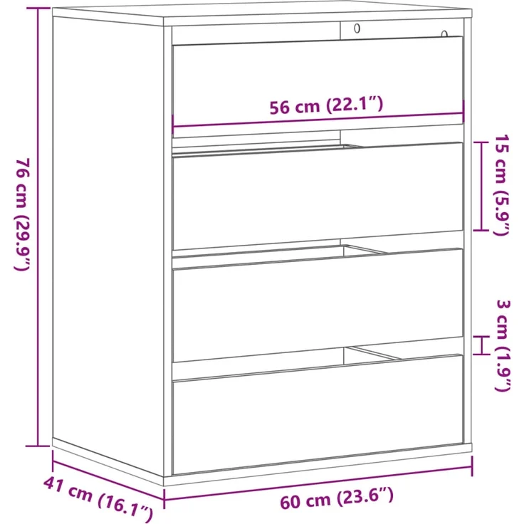 vidaXL Kommode Betongrau 60x41x76 cm Holzwerkstoff 852873 – Bild 9