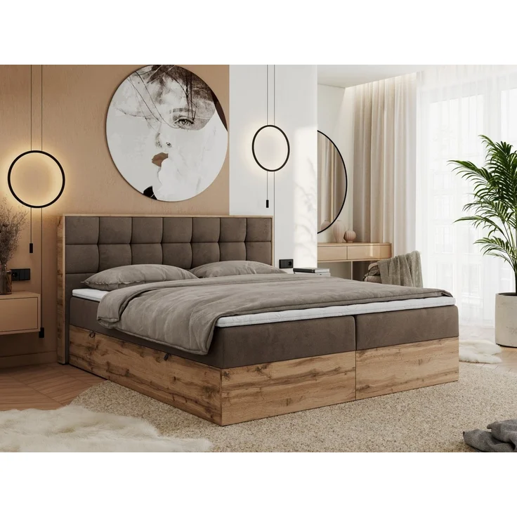 MKS MÖBEL Boxspringbett ALBERO 1 (Set, Packung, Topper T25/Visco, Stauraum, Matratzen, Bettkästen, T30-Schaum), Doppelbett, Multipocket-Matratzen, Möbelplatten, Praktisch – Bild 5