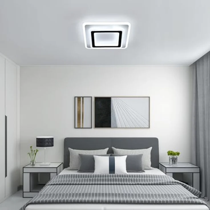 Goeco Moderne LED Deckenleuchte, 38W LED Deckenlampe Quadratisch, Acryl Deckenbeleuchtung für Wohnzimmer, Schlafzimmer, Bad, Flur, Küche, 6500 K Kaltesweiß – Bild 6