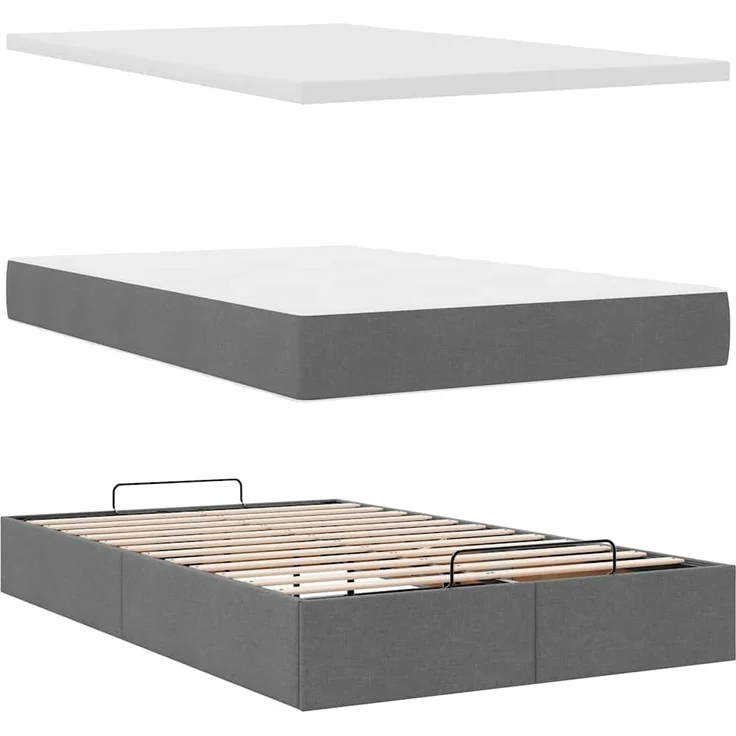 vidaXL Ottoman-Bett mit Matratze & LEDs Dunkelgrau 120x200 cm Stoff 3313997 – Bild 8