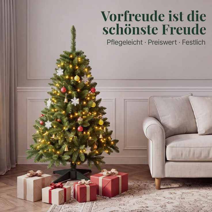 Aurelia Home Künstlicher Weihnachtsbaum 150 cm – PVC-Zweige, Kreuzständer – Bild 2