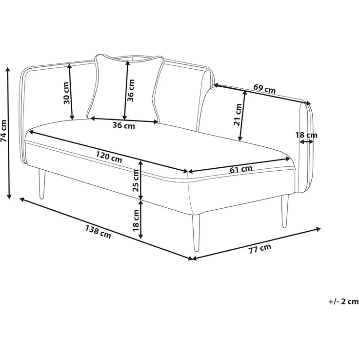 Chaiselongue Bouclé pfirsichrosa linksseitig CHEVANNES – Bild 3