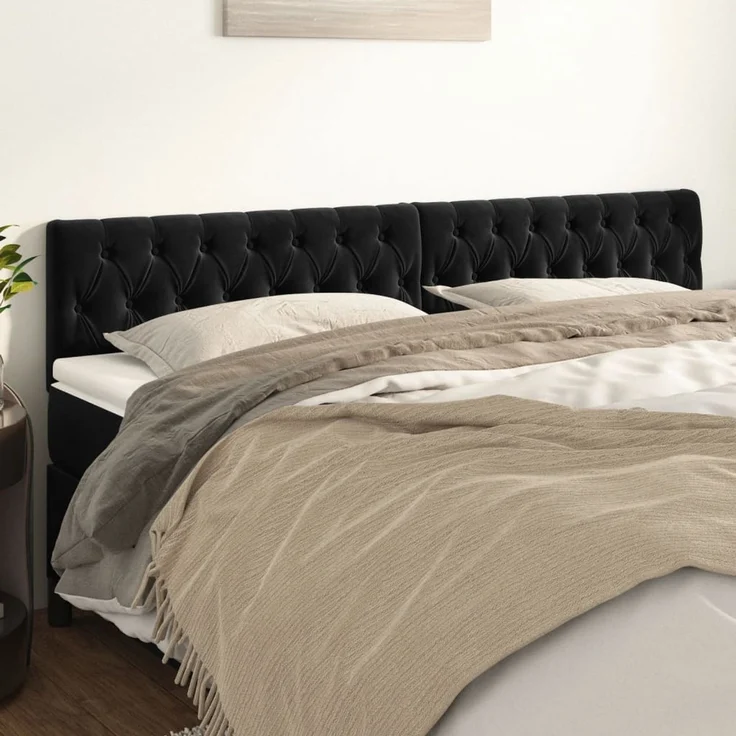 vidaXL Kopfteile 2 Stk. Schwarz 90x7x78/88 cm Samt 346378 – Bild 1