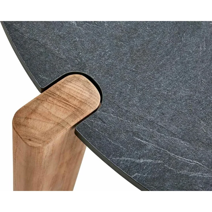 Gartencouchtisch Domino aus Teak, modern rund, anthrazit und natur, Ø 70 cm – Bild 2