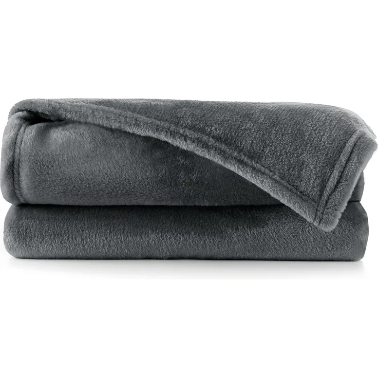 DecoKing Kuscheldecke 220x240 cm grau Decke Microfaser Tagesdecke Fleece weich sanft kuschelig anthrazit Graphit Grey dimgray Charcoal Mic