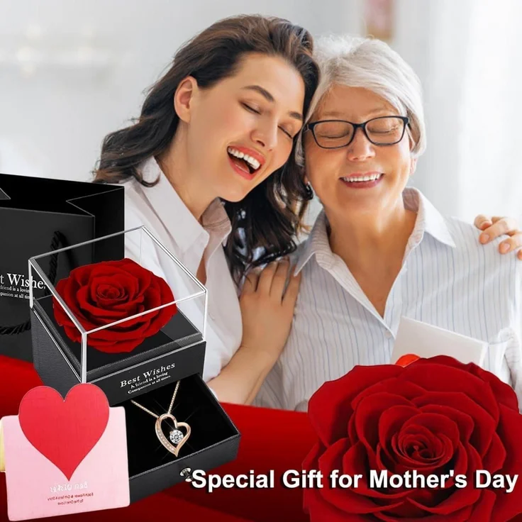 Ewige Rose Geschenkbox mit Halskette, Forever Red Rose 925 Sterling Silber – Bild 9