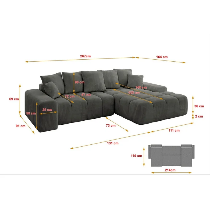ALTDECOR Ecksofa ENSI-L, Sofa Praktische Bequeme Funktionsecke Couch L-Form Eckcouch, Corner Sofa L-Form Vielseitige Sofa Wohnlandschaft Wohnzimmer – Bild 4