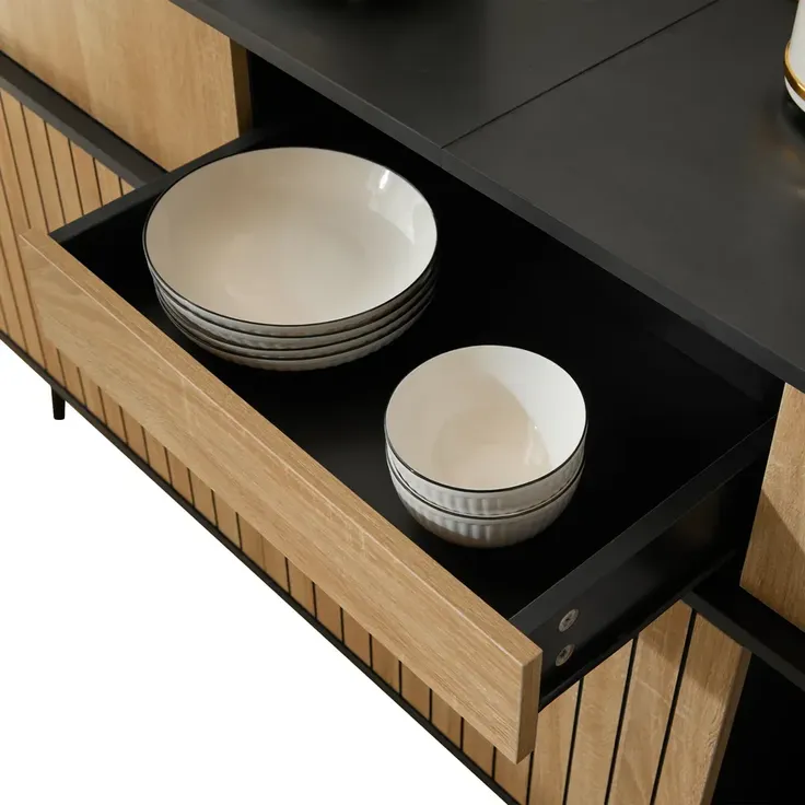 Sideboard 160/40/80 cm, Mehrzweckschrank mit Verschiebetüren, Küchenbuffet, Küchenschrank, Mehrzweckschrank – Bild 10