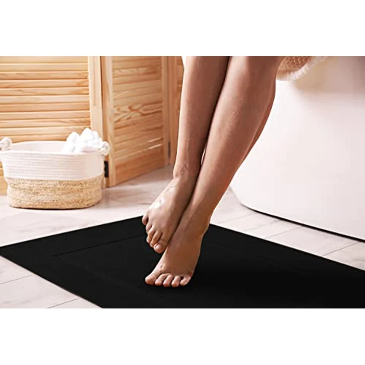 Utopia Towels Badteppich, Baumwolle, kein Badezimmerteppich, 53,3x86,4 cm, 100% ringgesponnene Baumwolle, sehr saugfähig und maschinenwaschbar, Schwarz, 2 Stück – Bild 3