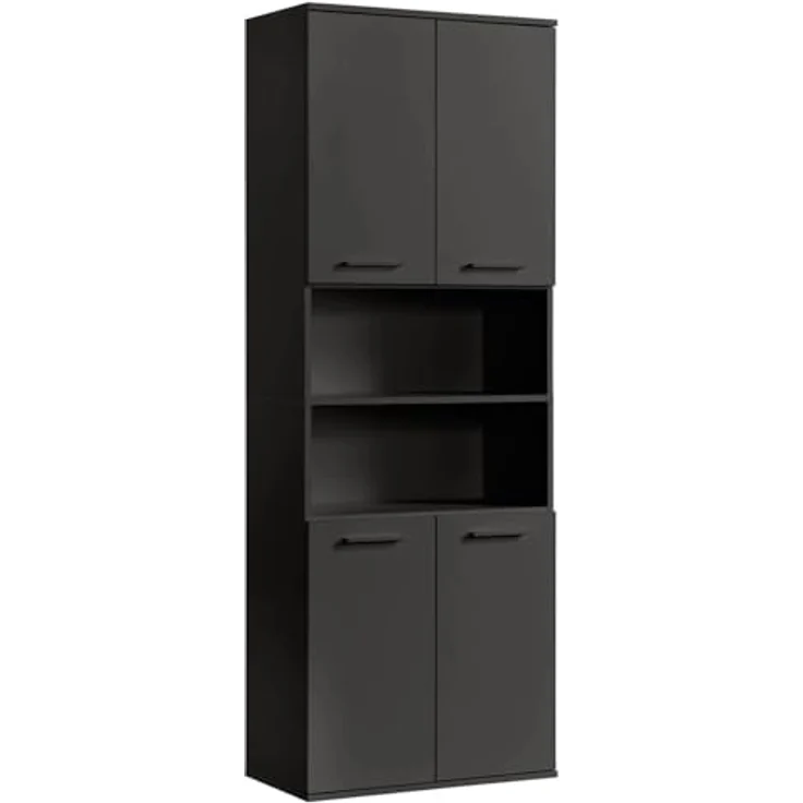 mokebo Hochschrank Der Kapitän (mit 5 Einlegeböden) hoher Badschrank oder Badezimmerschrank Schwarz-Anthrazit – Bild 2