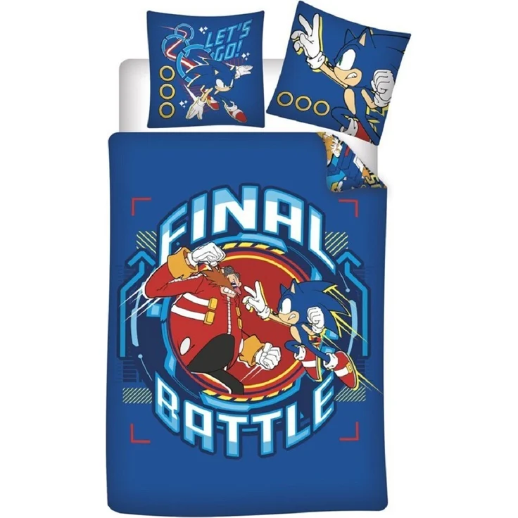 Sonic Kinderbettwäsche Set aus Baumwolle – Bettbezug 140x200 cm & Kissenbezug 65x65 cm