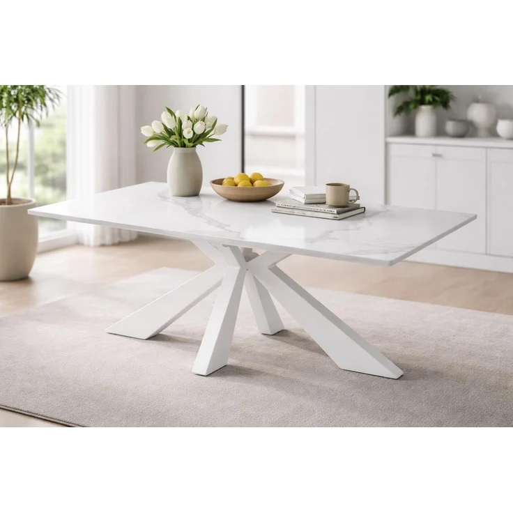 Couchtisch >Noah< in weiß, Keramik, Metall - 110x40x70cm (BxHxT) – Bild 1