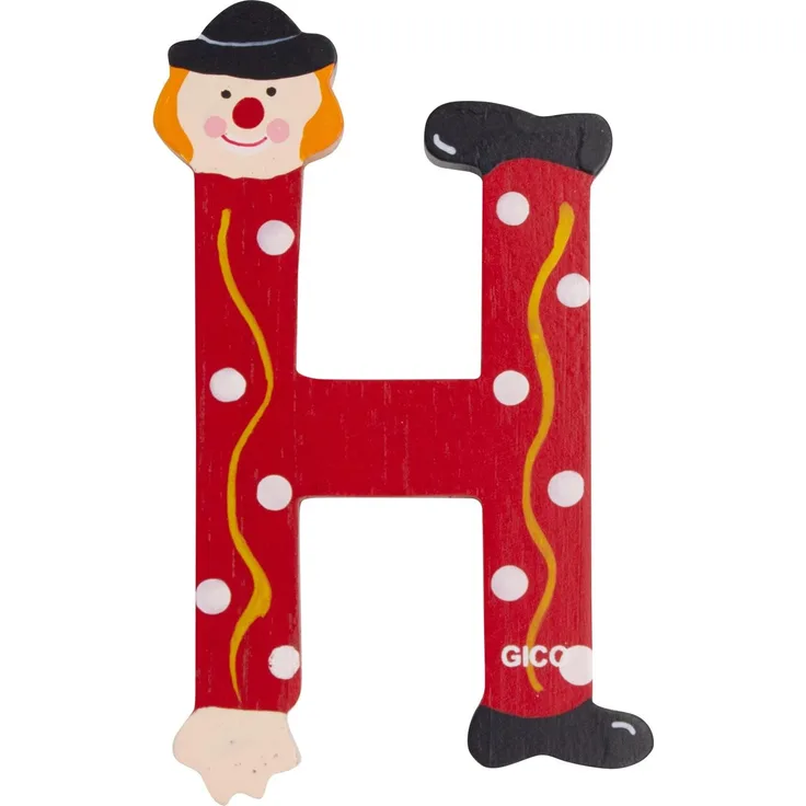 Holzbuchstaben Name Kinderzimmer groß Deko für die Tür, lustige Clowns, A-Z, Höhe ca. 9 cm, Holz Buchstabe 7361 (H)
