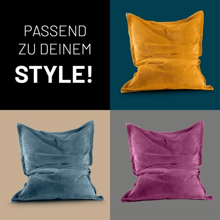 Lumaland Sitzsack Classic XXL Cord | Riesen Sitzsack XXL mit Softer Rippenstruktur – ideal zu Cord Sofa & Sessel Indoor Bean Bag für Wohnzimmer, Schlafzimmer & Co. - 380 L, 140x180 cm – Bild 8