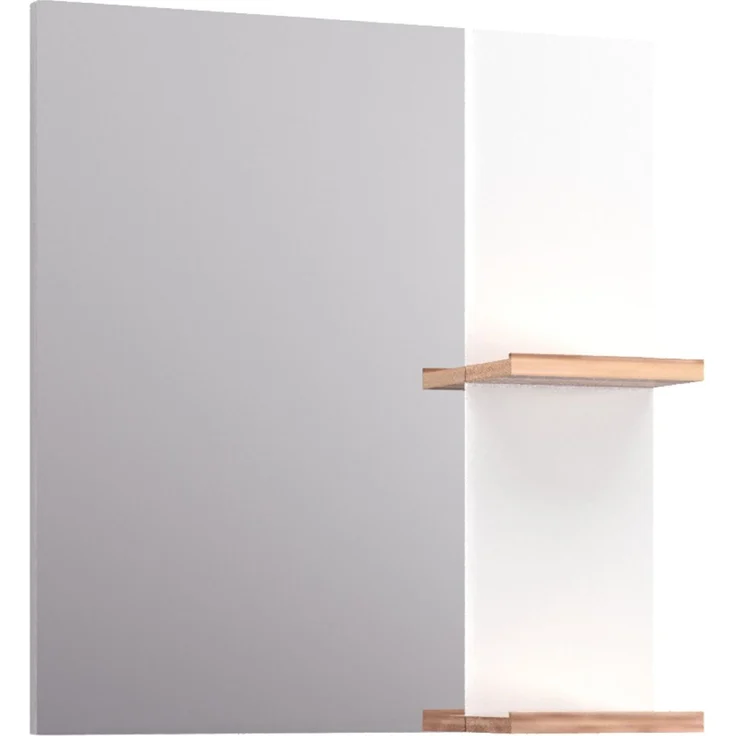 BADEDU HIERA Spiegel 59 cm breit, Weiß, zwei Ablagen – Bild 1