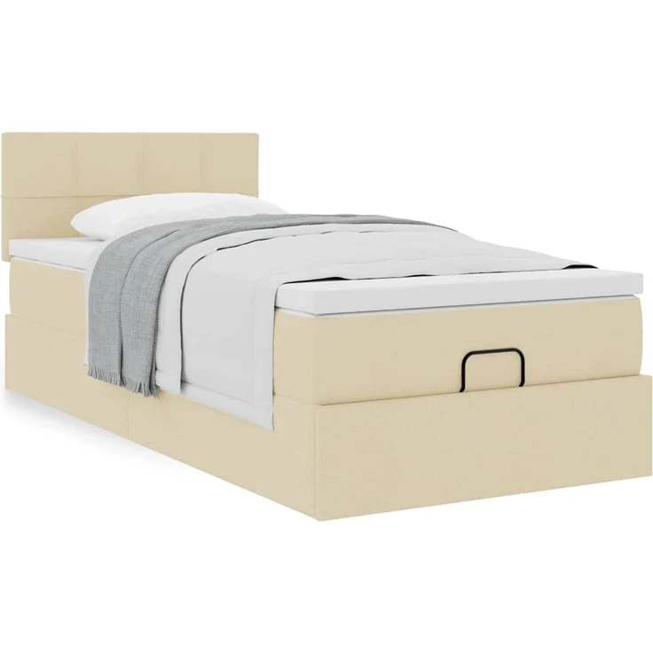 vidaXL Ottoman-Bett mit Matratze Creme 100x200 cm Stoff 3311440 – Bild 12
