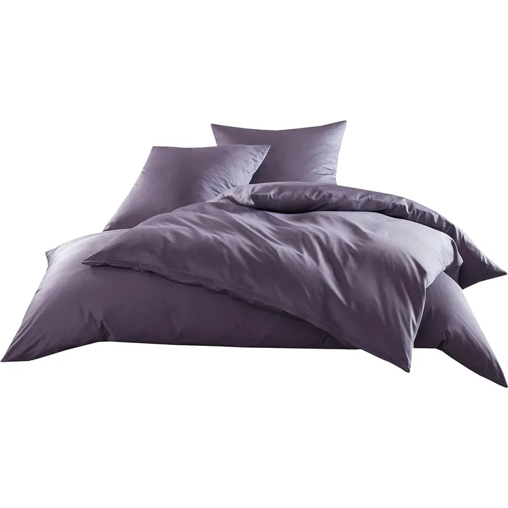 Bettwaesche-mit-Stil Mako-Satin / Baumwollsatin Bettwäsche uni / einfarbig lila Kissenbezug 40x80 cm