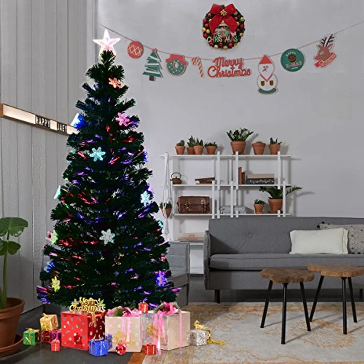 COSTWAY Künstlicher Weihnachtsbaum, mit 170 PVC Nadeln, 24 LEDs, Sternspitze – Bild 13