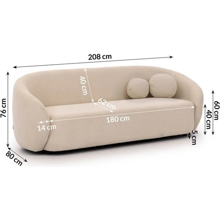 S-Style Möbel 3-Sitzer Sofa Roundi Bouclé Luxus & Moderne Kollektion – Bild 4