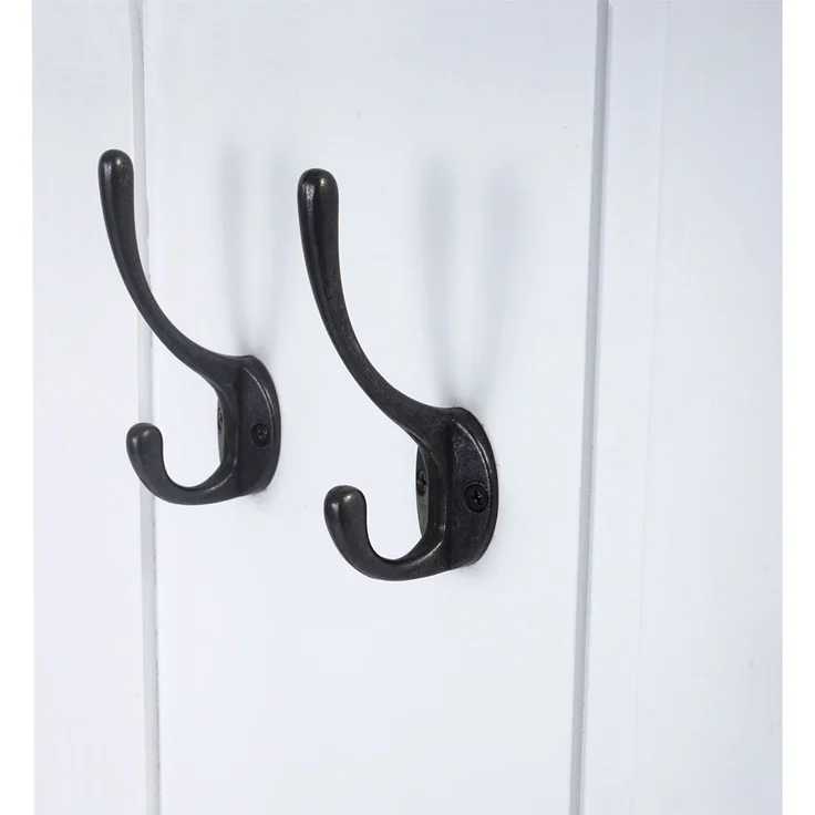 2er-Set Garderobe T33, Wandgarderobe Garderobenpaneel, Wandhaken Holz 109x28x4cm ~ weiß lackiert – Bild 4