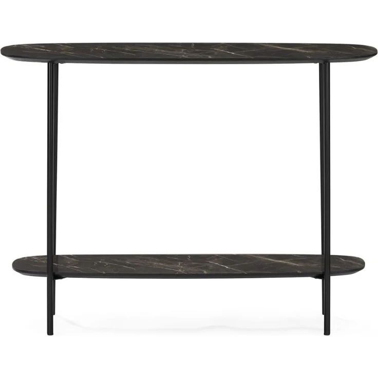 Moderne Design Konsole MARMOL 100cm schwarz Marmor-Dekor Metallgestell – Bild 3