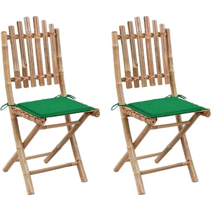 vidaXL Klappbare Gartenstühle 2 Stk. mit Kissen Bambus 3063992