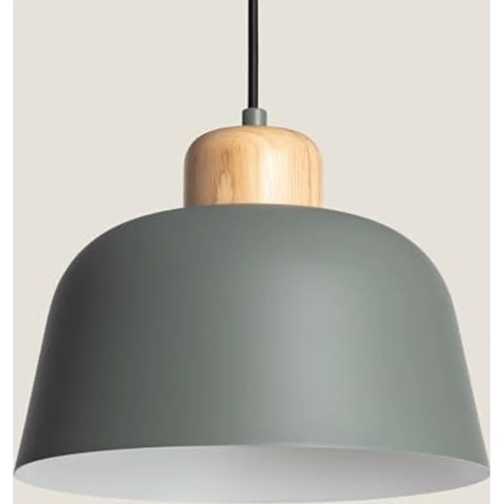 LEDKIA LIGHTING Wawak, Hängeleuchte aus Metall und Holz, Gängige E27-LED-Optionen, Celadongrün, ideal für Wohnzimmer, Küche und Schlafzimmer – Bild 5