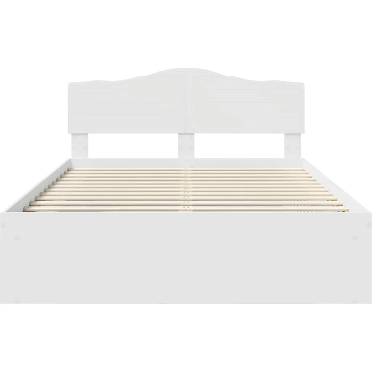 vidaXL Bettrahmen mit Kopfteil Weiß 140 x 200 cm Massives Kiefernholz 3412889 – Bild 6