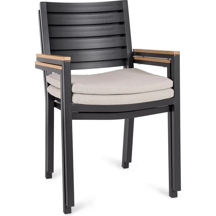 Gartenstuhl Anneh aus Aluminium, modern stapelbar, anthrazit, inkl. Kissen mit abnehmbarem Bezug – Bild 7