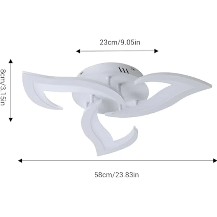 Comely Deckenlampe LED Wohnzimmer, 58cm 36W LED Lampen Deckenleuchte, Moderne Blütenblatt Design Lampen für Wohnzimmer Küche Schlafzimmer Esszimmer, Kaltweißes Licht 6500K, Weiß – Bild 6