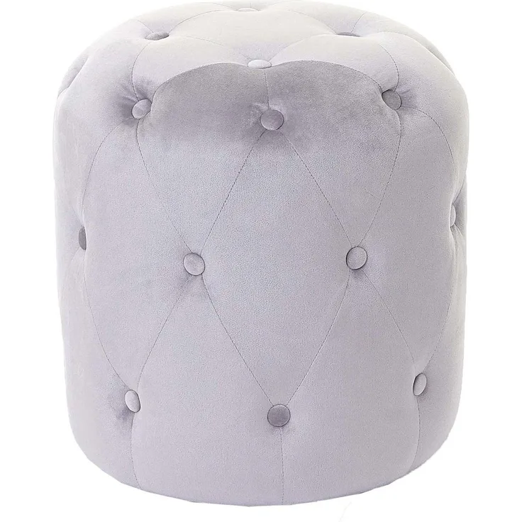 Hocker HWC-D22, Sitzhocker Ottomane, 42x39cm MVG-zertifiziert ~ Samt hellgrau