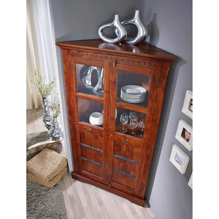 Eckschrank Akazie 108x57x183 nougat lackiert OXFORD #410 – Bild 2