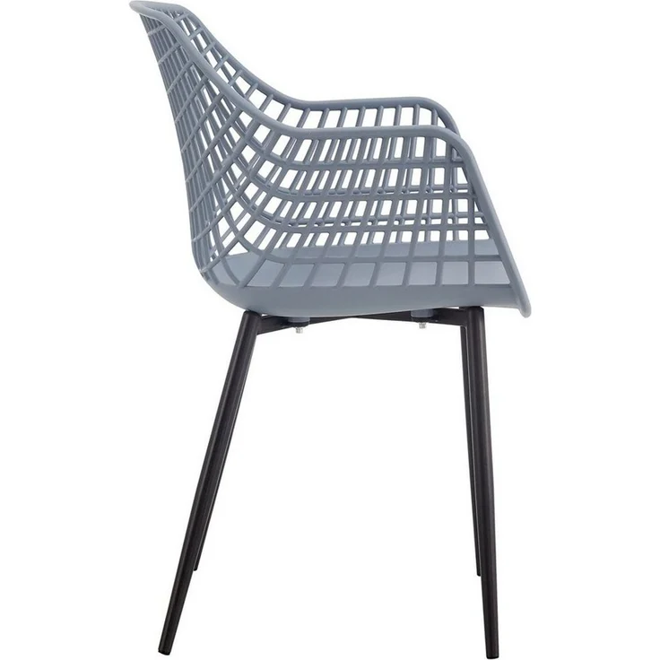 IDIMEX Gartenstuhl LUCIA (4 St), Schalenstuhl aus Kunststoff mit Armlehne, Metallbeine, Hellgrau – Bild 3