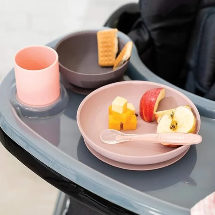 Nattou 4-tlg. Geschirr Set Silikon, BPA-frei, mit Saugnapf, Sand Green – Bild 5