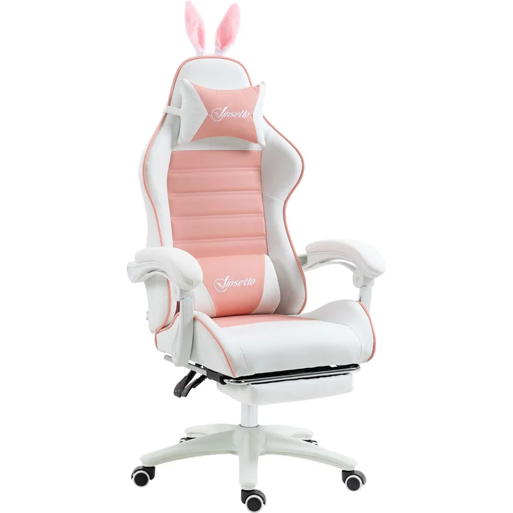 MELAYR, Gaming Stuhl Ergonomischer Gamer Stuhl mit Lendenwirbelstütze, 65 x 63 x 142 cm, Rosa – Bild 2