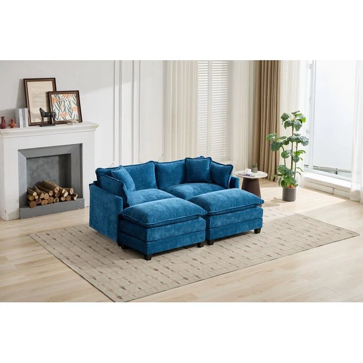 ZUBALIYA Sofa mit LED - Beleuchtung, mit Chenille - Bezug, mit Cordbezug, modular aufgebaut, aus Chenille, für Wohnzimmer und Apartments – Bild 11