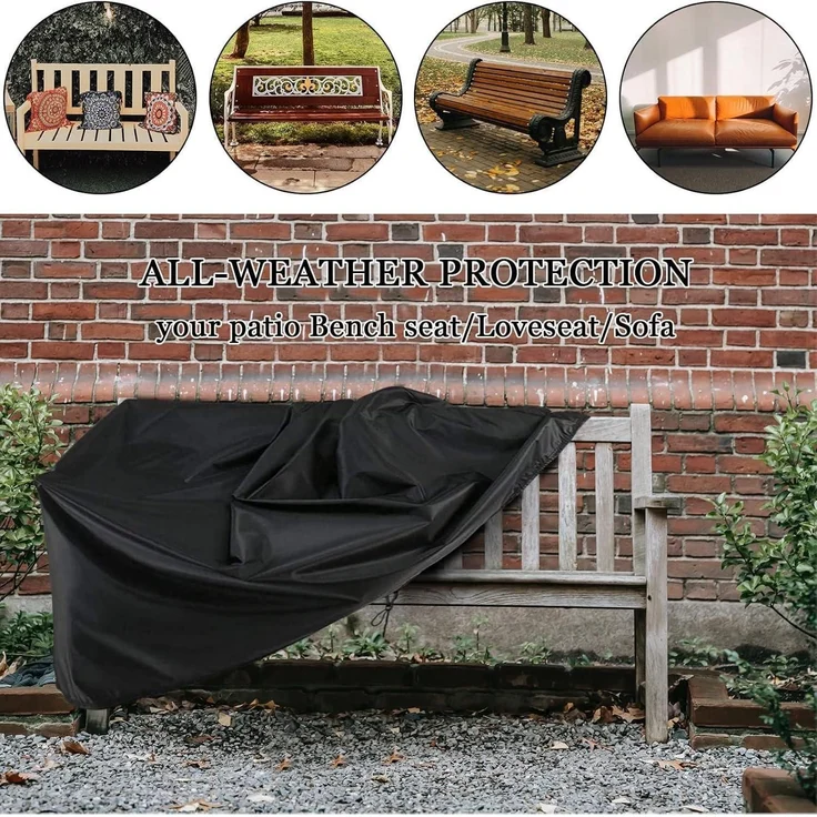 Gartenbank Abdeckung 3 Sitzer 420D Schwarz 420d Schwarz 163x66x63 89cm – Bild 7